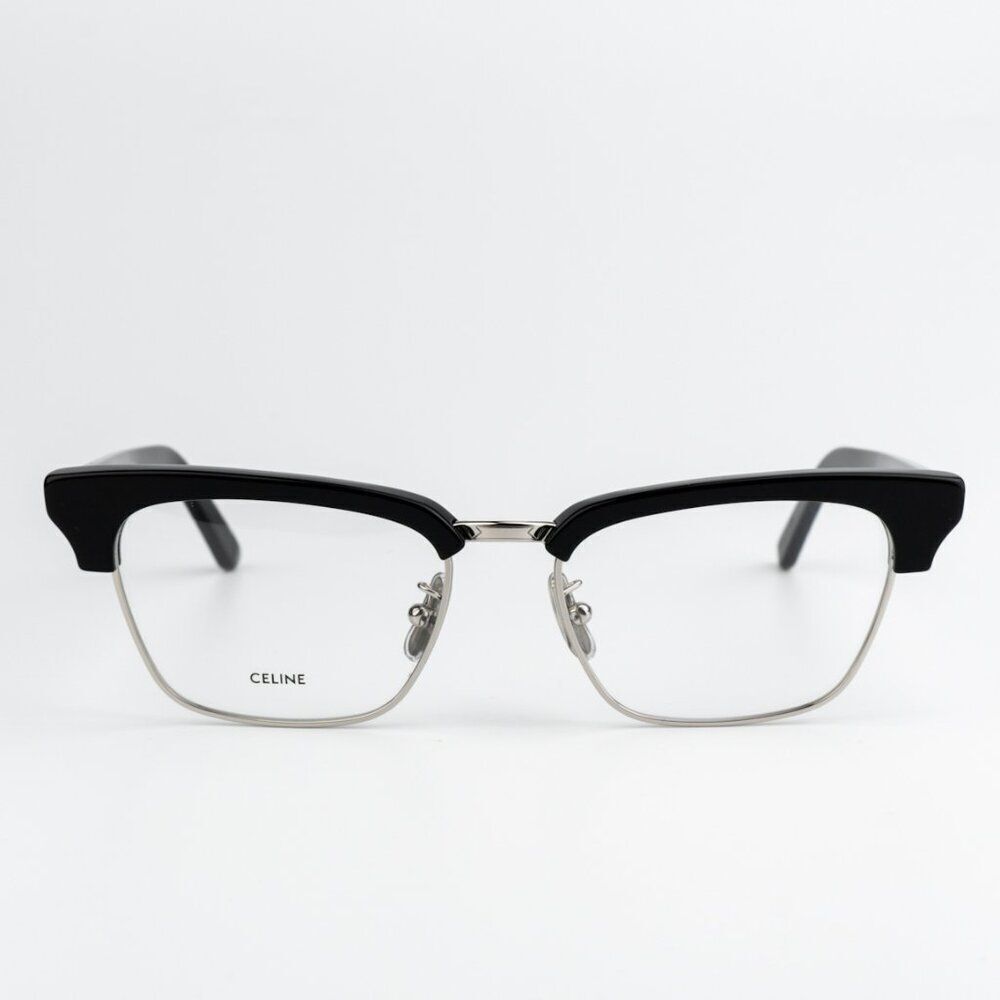 SALE! NEW Celine CL50026U 016 Shiny Palladium Black Women Square Eyeglasses - Picture 5 of 12
